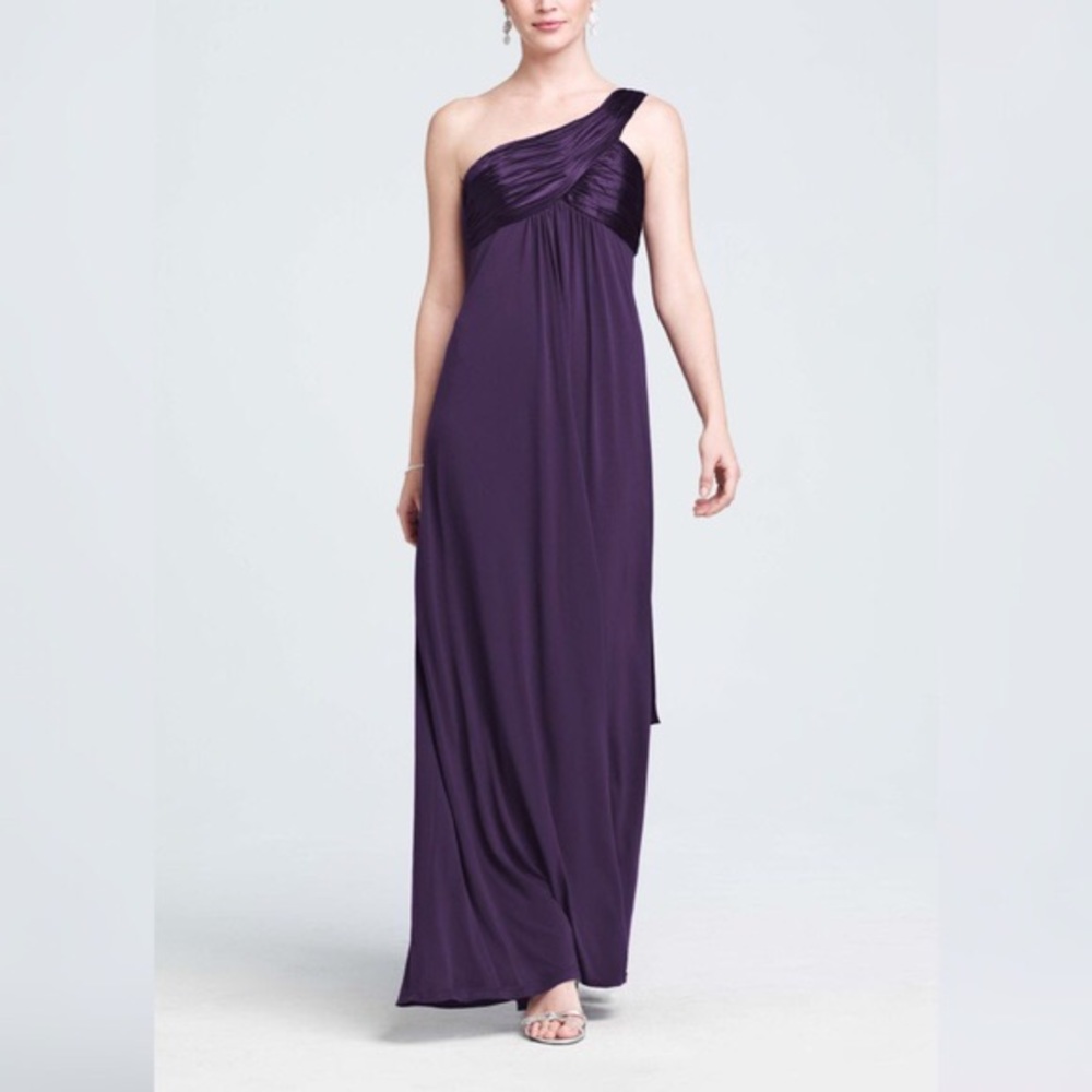 One shoulder floor length gown